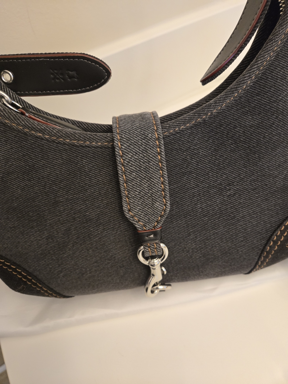 Coach Black Denim Shoulder Bag with Silver Hardware - Picture 6 of 10